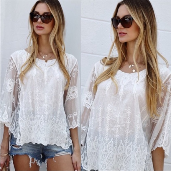 💃🏻Grace Boho Embroidery Poncho Top - Picture 4 of 8